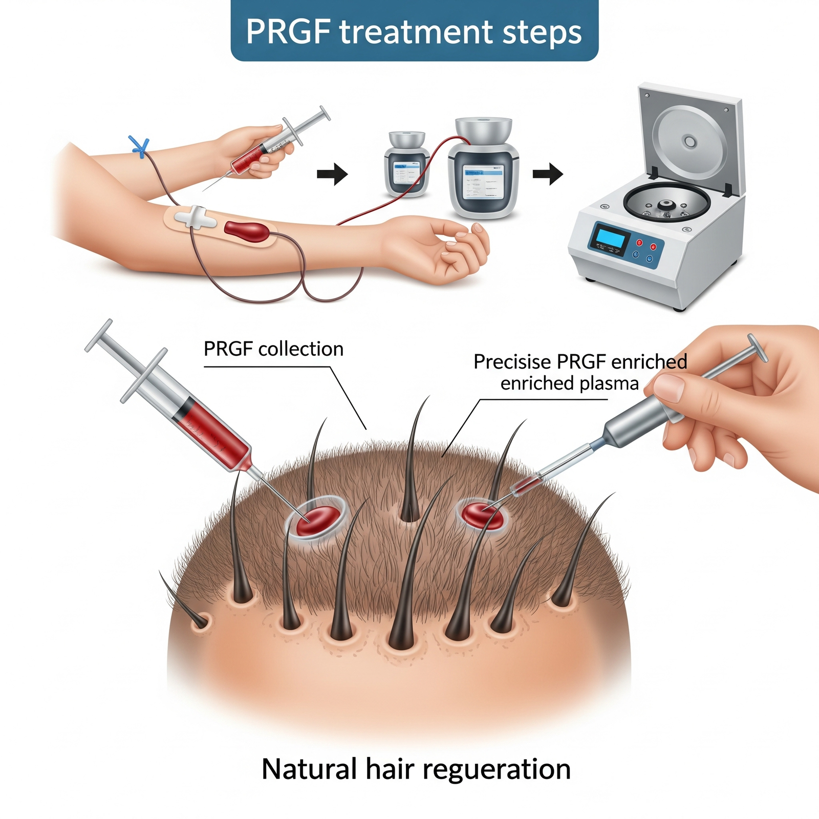 Diagram showing PRGF treatment steps
