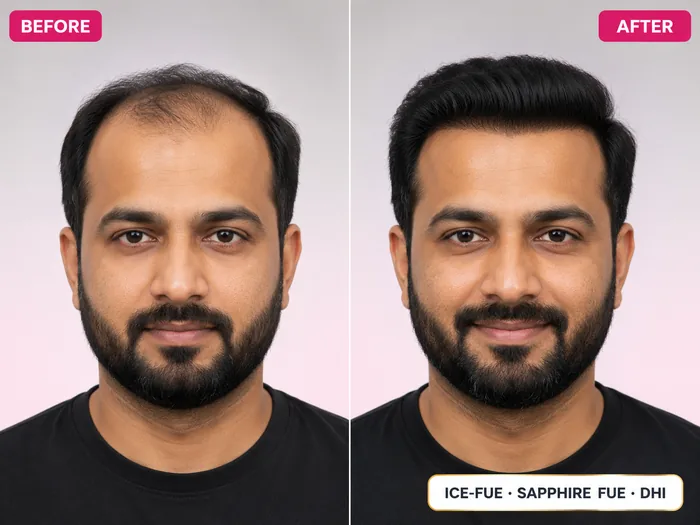 FUE Hair Transplant Before and After Result 1 - AlKhaleej Clinics Karachi