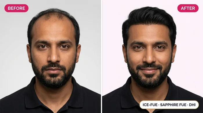 FUE Hair Transplant Before and After Result 2 - AlKhaleej Clinics Karachi