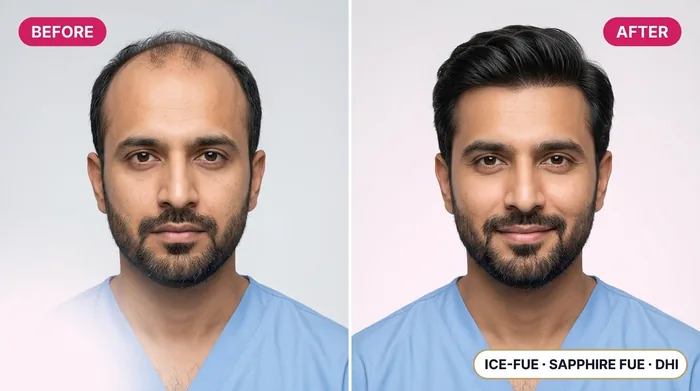 FUE Hair Transplant Before and After Result 4 - AlKhaleej Clinics Karachi