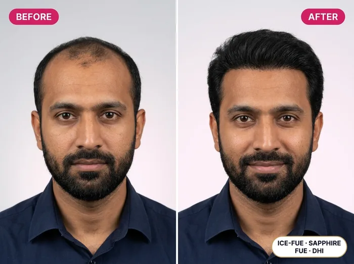FUE Hair Transplant Before and After Result 6 - AlKhaleej Clinics Karachi